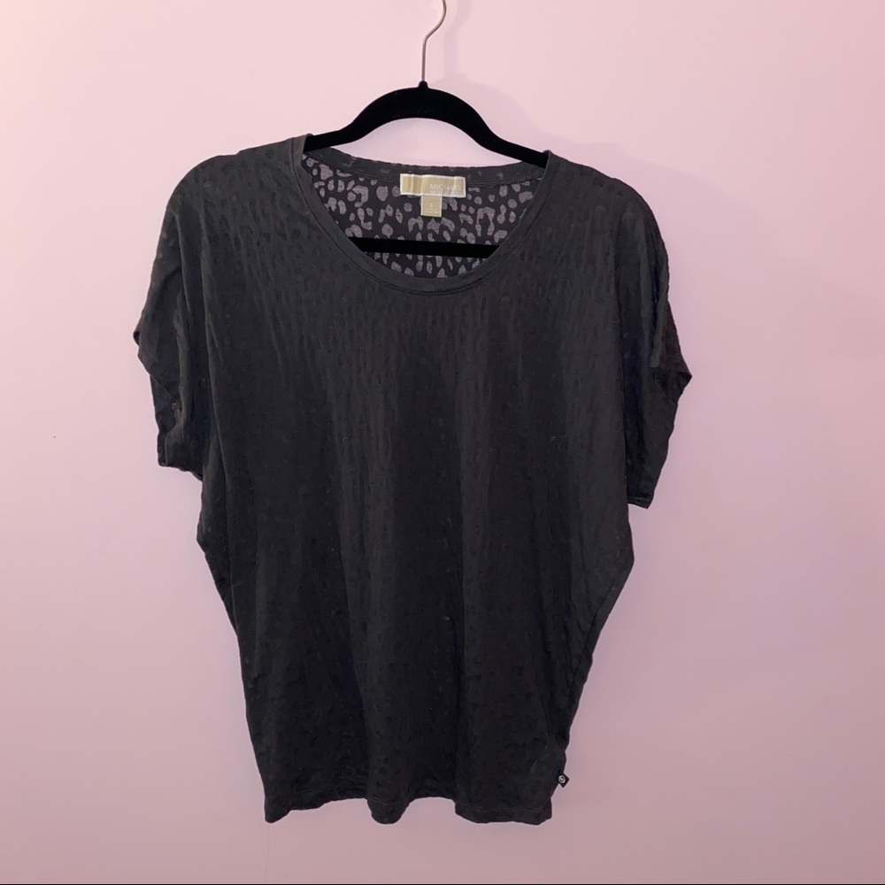 michael kors flowy top with sheer cheetah pattern